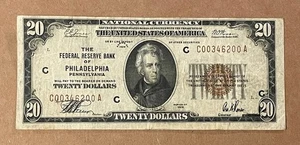 U.S. (Philadelphia, PA) - Series of 1929 $20.00 National Currency Banknote - Picture 1 of 2