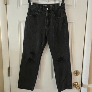 Old Navy HighRise Slouchy Straight Jeans Girls Sz 14 Adjustable Waist Distressed - Picture 1 of 7