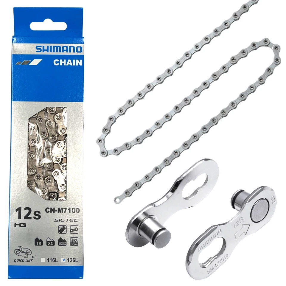 Catena bici Shimano MTB Ebike Enduro SLX CN-M7100 12 velocità 126 G+ lucchetto catena - Immagine 1 di 1