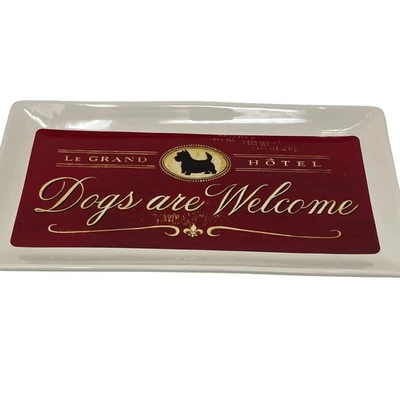 M Magenta Le Grand Hotel Dogs Are Welcome Rectangular Trinket Tray Dish Decor - Image 1 of 3