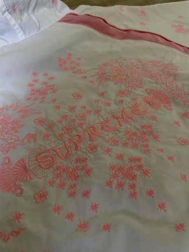 Giacca Supreme Glow In The Dark ricamata bianca rosa taglia XL streetwear Y2K