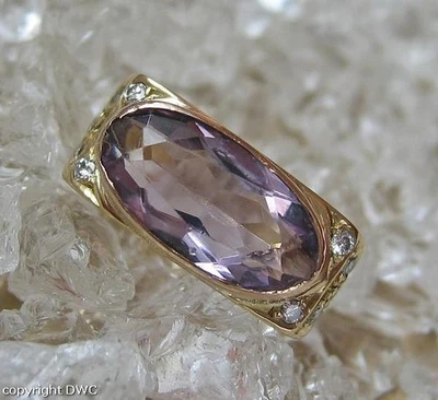 Ring mit Amethyst Brillanten Brillant Diamant in 14 Kt 585 er Gold Gr 56 - Bild 1 von 4