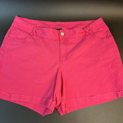 Pantalones Cortos de Jean Lane Bryant Rosa Caliente Denim Chino Puños Cortos Elastizados Talla Grande 24 Foto 1 de 4