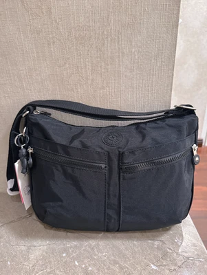 NWT Kipling Women's Izellah Metallic BLACK Crossbody Bag 13"W hipster - Image 1 of 4