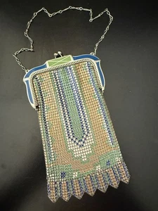 Cartera antigua Art Deco de malla esmaltada Whiting & Davis, C1920 - Imagen 1 de 9