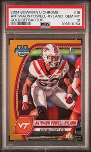2024 Bowman Chrome U 1st Bowman Gold Refractor /50 PSA 10 Antwaun Powell-Ryland - Picture 1 of 2