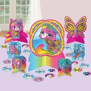 Rainbow Butterfly Unicorn Kitty Cute Kids Birthday Party Table Decorating Kit - Picture 1 of 1