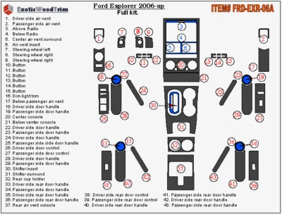 FORD EXPLORER XLT XLS FIT 06 2007 2008 2009 2010 ABS INTERIOR SET DASH TRIM KIT - Image 1 of 4