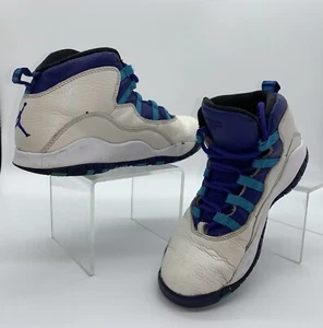 NIKE Kids Air Jordan X 10 Retro Shoes Charlotte Hornets 310807-107 Size 2.5 Y - Picture 1 of 9