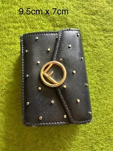 Fendi Trifold Wallet F is Black Leather Studs Used Great Conditions - Picture 1 of 8