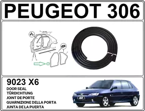 PEUGEOT 306 PUERTA DELANTERA DERECHA/IZQUIERDA RESISTENTE GOMA SELLO 1993-2003, 9023 X 6 - Imagen 1 de 6