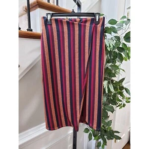 Zara Trafaluc Women's Multicolor Striped Polyester Wrap Knee Length Skirt Size S - Picture 1 of 11