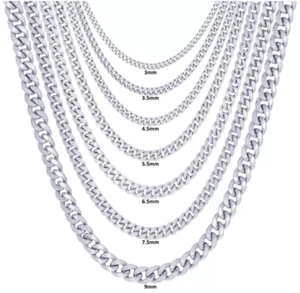 10K Real Authentic White Gold 4.5mm 16"-30" Hollow Miami Cuban Chain Necklace - Picture 1 of 13