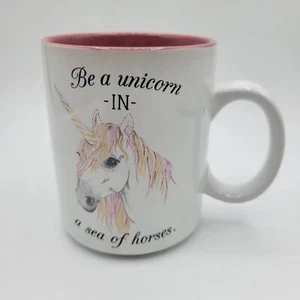 Unicorn Mug by Love Your Mug Be A Unicorn In A Sea Of Horses Gold/Pink Colors - Picture 1 of 9