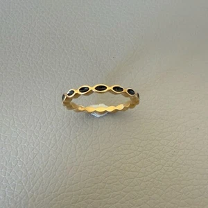 Pandora Royal Victorian 14K Gold Black Enamel Ring Size 58 #150173EN16 - Picture 1 of 16