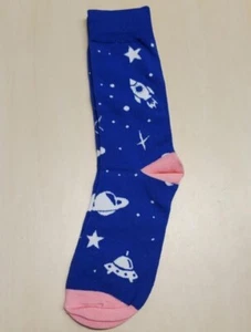 Royal Blue Outer Space Socks Novelty Unisex 6-12 Crazy Fun SF33 - Picture 1 of 1