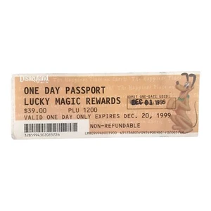 Boleto de pasaporte de un día Disneyland 1999 pasaporte de 1 día recompensas de Lucky Magic - Imagen 1 de 4