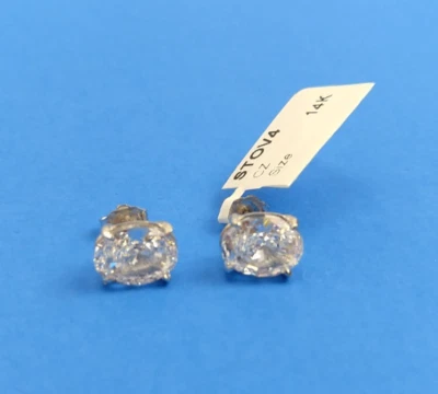 FANTASIA BY DESERIO 14kt White Gold CZ Stud Earrings 5 ctw - Image 1 of 4