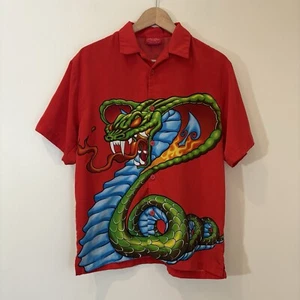Vintage Y2K Jnco Jeans Shirt Small Red Dragon Graphic Print Retro Streetwear - Picture 1 of 8