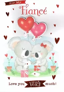 TARJETA DE PROMETIDO SAN VALENTÍN Calidad Día de San Valentín Corazones y Koalas Diseño - Imagen 1 de 3