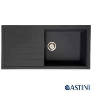 Astini Gianni 1.0 XL Bowl Granite Black Kitchen Sink & Waste - Picture 1 of 8