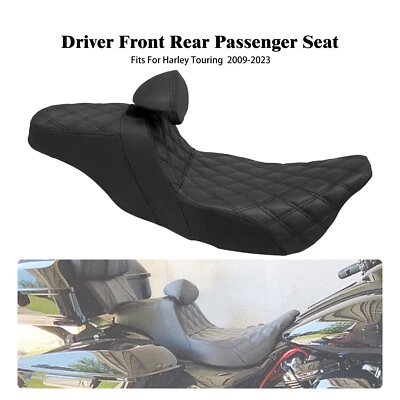 Asiento de conductor pasajero con respaldo para Harley Touring Street Road Glide 2009-2023 Foto 1 de 4