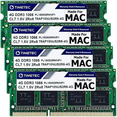 Timetec 16GB KIT(4x4GB) Compatible for Apple DDR3 1067MHz /1066MHz PC3-8500 CL7 - Image 1 of 4