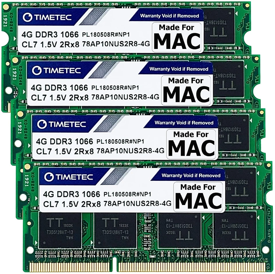 Timetec 16GB KIT(4x4GB) Compatible for Apple DDR3 1067MHz /1066MHz PC3-8500 CL7 - Image 1 of 4