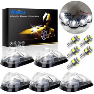 5X Clear Cab Marker Roof Running Lights 264143AM w/ 5X White T10 LED Light - Picture 1 of 9