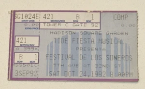 Biglietto concerto musica Festival De Los Soneros Tide Fiesta Musica Stub 24/10/1992 - Foto 1 di 2
