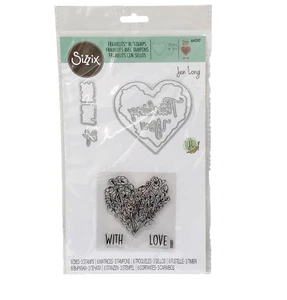 Sizzix Framelits mit Stempel MIT LIEBE von Jen Long Stanzformen 664242 NEU - Bild 1 von 4