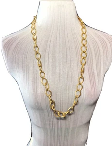 Vintage 80'S 90'S Glam Gold Lightweight Thick Link Power Woman Glam Necklace - Picture 1 of 5