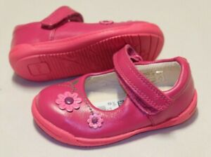 Clarks Softly Jam Pink Leather girls shoes infants 3.5/19, 4.5/20.5 E/H
