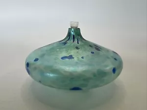 ART GLASS AROMATHERAPY DIFFUSER OIL REED HANDMADE GREEN BLUE IRRIDESCENCE - Bild 1 von 7