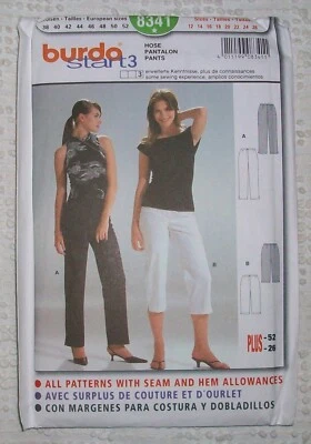 Pantalones Capris 12-26 BURDA Vintage Patrón de Costura 8341 EE. UU. 38-52 UE Foto 1 de 2