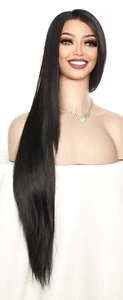LONG STRAIGHT HEAT SAFE LACE FRONT WIG COLOR 1 BLACK SEXY GORGEOUS US SELL 155 - Picture 1 of 13