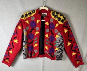 Vintage Girasol Jacke Artsy Quilted Denim Bunt Patchwork Mexican Cropped Gr. M - Bild 1 von 7