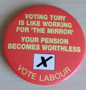Original LABOUR PARTY 1980s Election Campaign Pin Badge Vintage Pinback 55mm - Picture 1 of 2