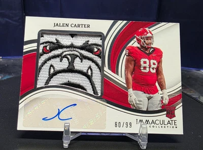 2023 Panini Immaculate Collection Auto Jalen Carter BullDogs Face Logo* READ🔥 - Image 1 of 4
