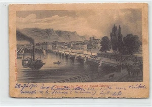 Suisse - GENÈVE - Le pont du Mont-Blanc - CARTE IMPRIMÉE SUR PAPIER VELIN - Ed. - Picture 1 of 2