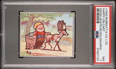 C 1940 BARRATT SNOW WHITE SEVEN DWARFS HAPPY ON CART PSA 7 N-MINT POP 1 - Image 1 of 2