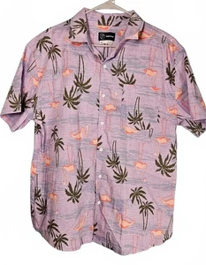 Original Use Men's Purple Buttoned Hawaiian Shirt w/ Flamingos & Palm Trees XL - Picture 1 of 7