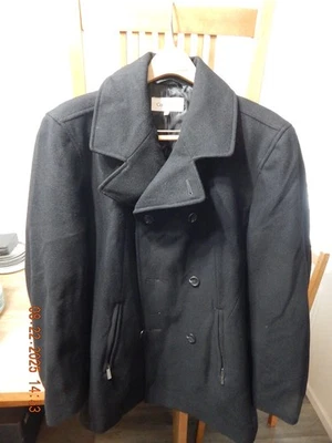Chaqueta Abrigo Calvin Klein Mezcla Lana Doble Pecho Para Hombre GRANDE Pesada Guisante Foto 1 de 4