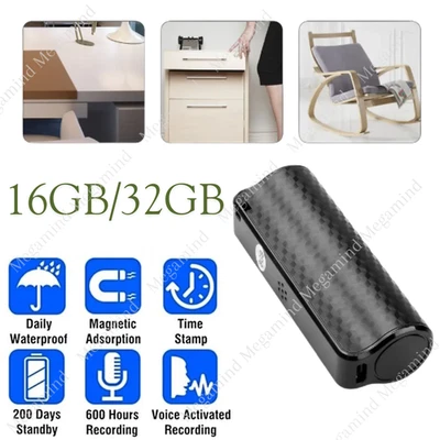 Spy Digital Voice Activated Recorder Mini Hidden Audio Dictaphone Device 16/32GB - Image 1 of 4