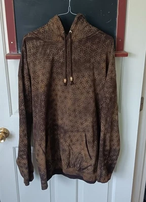 Pattern Pullover Drawstring Hoodie Xl Boho Hippie Psychedelic Grunge Alt Y2K - Image 1 of 2