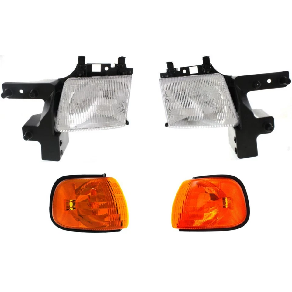Headlight Kit For 99-2003 Dodge Ram 1500 Van 98 B3500 Left and Right 4Pc - Image 1 of 4