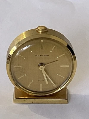 Vintage Travelling Alarm Clock “BUCHERER” G/P 15-Jewels Swiss Mech Move, Working - Image 1 of 4