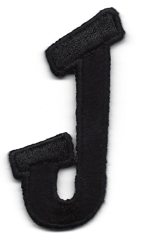 LETTERS - Black Script  2" Letter "J" - Iron On Embroidered Applique - Image 1 of 1