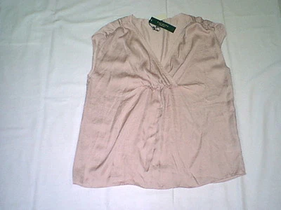 CLEARANCE!! NEW $69 TALBOTS Beige V-neck Charmeuse Popover,Blouse Sz 8P,8 Petite - Image 1 of 3