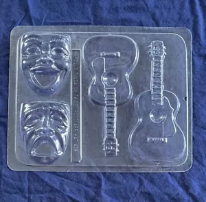 Vintage Plastic Mold Performance Guitars and Theater Masks Crafting Create Hobby - Picture 1 of 2